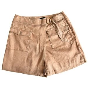White House Black Market The Skort Linen Cargo Shorts size 10 camel brown casual